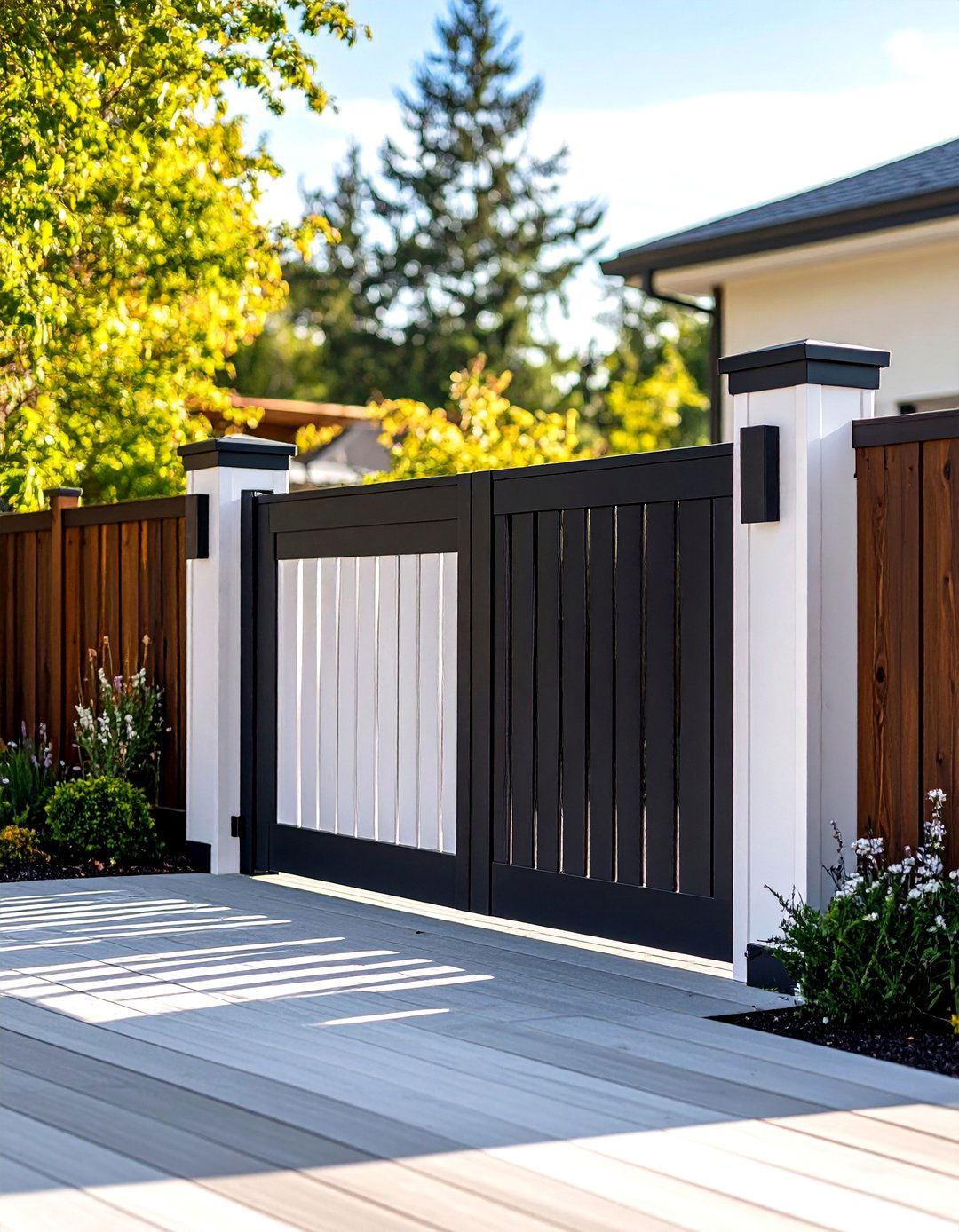 Low Maintenance Composite Deck Gate Matches Boards - 20 Deck Gate Ideas