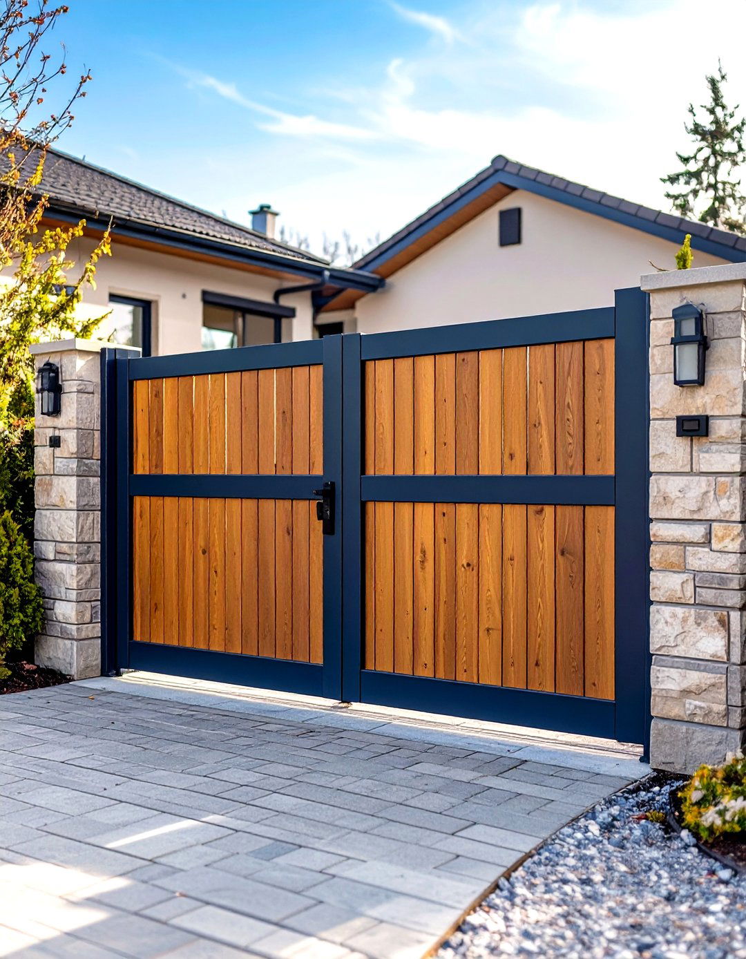 Low Maintenance Composite Driveway Gate - 20 Driveway Gate Ideas