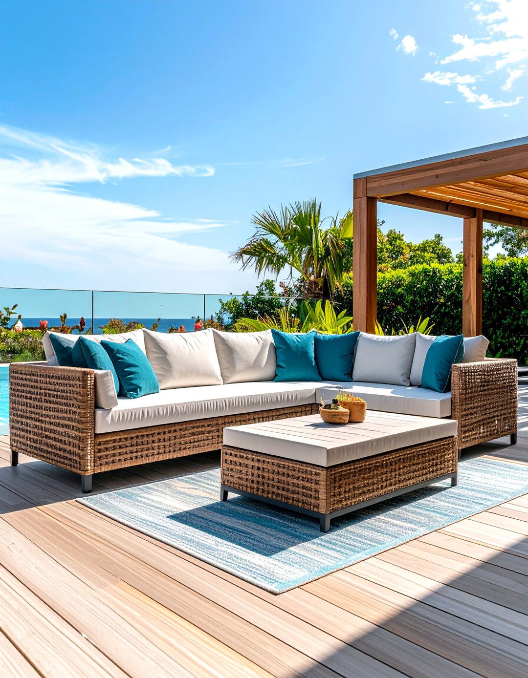 Low Maintenance Synthetic Rattan Sofa Updates the Deck - 20 Deck Furniture Ideas