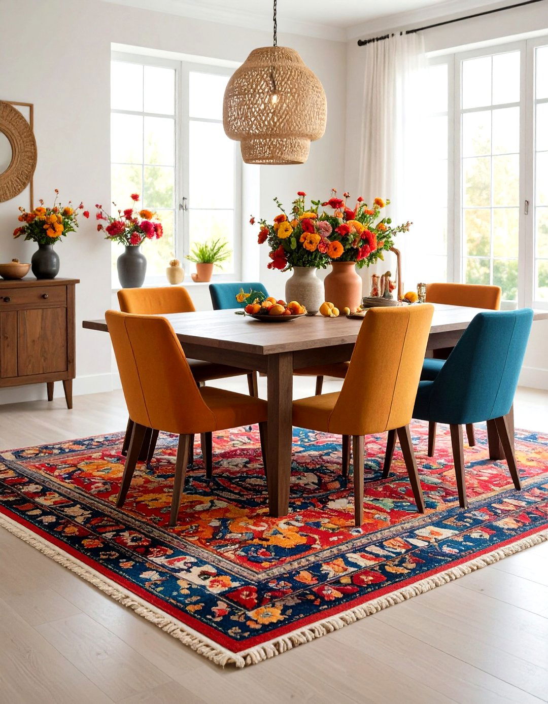 Low Pile Wool Dining Room Rug Offers Everyday Luxury - 20 Dining Room Rug Ideas
