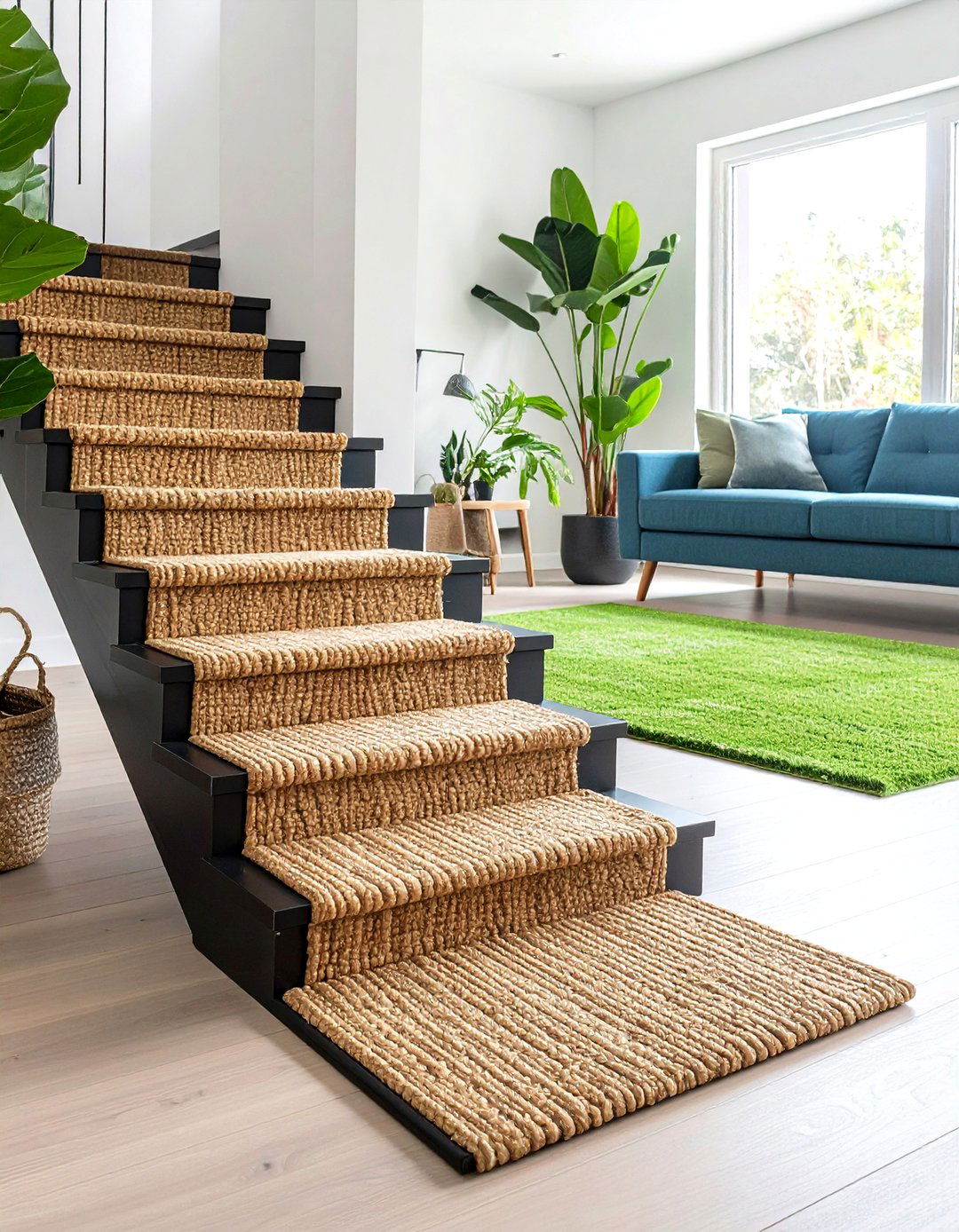 Low Profile Sisal for Sleek Lines - 20 Stair Runner Ideas