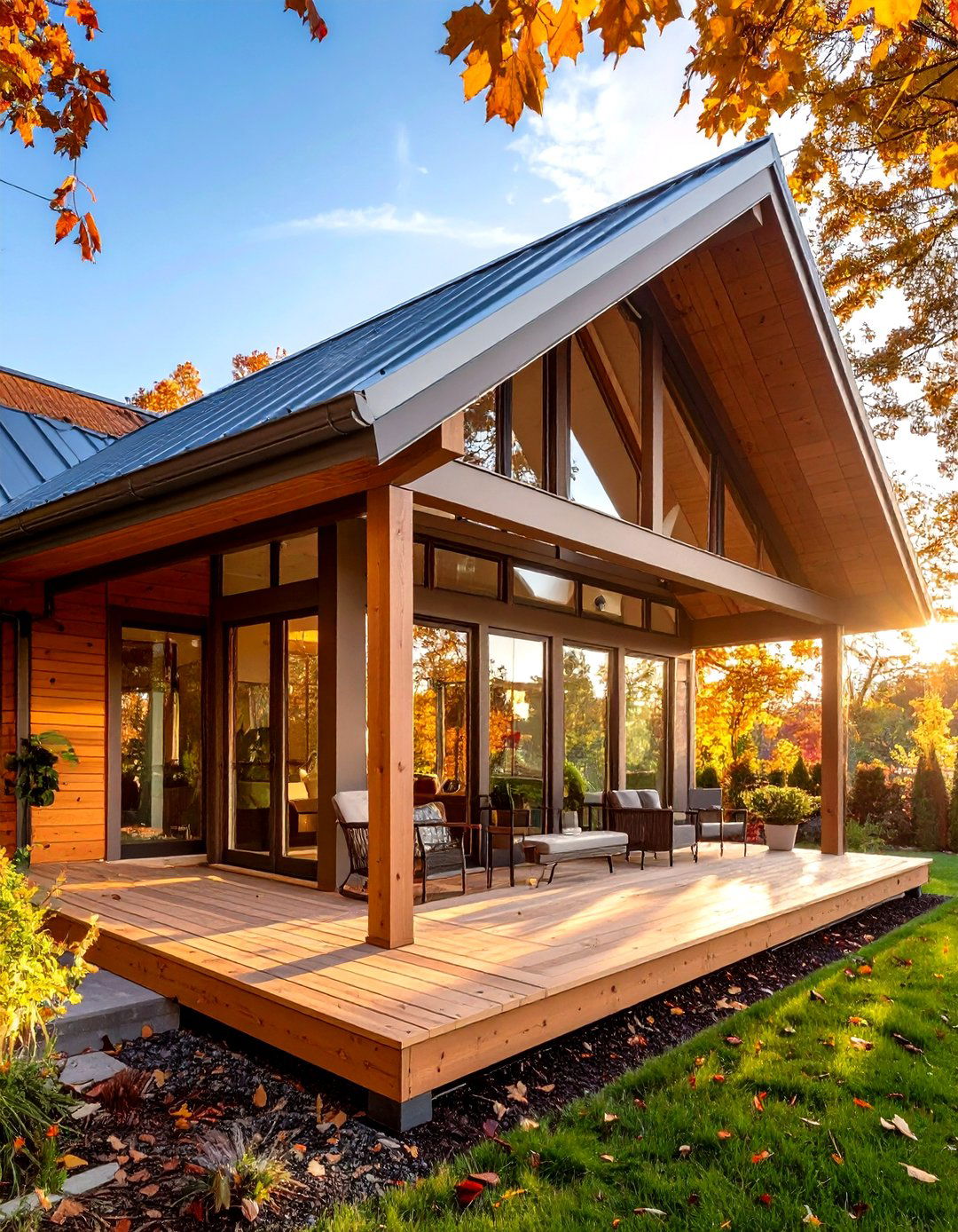Low Slope Metal Roof Porch with Clerestory Windows - 20 Metal Roof Porch Design Ideas