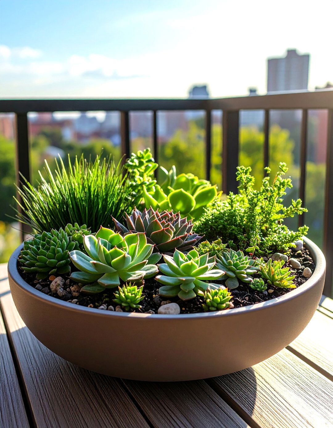 Low Water Succulent Rockery for South Facing Balconies - 20 Green Balcony Ideas