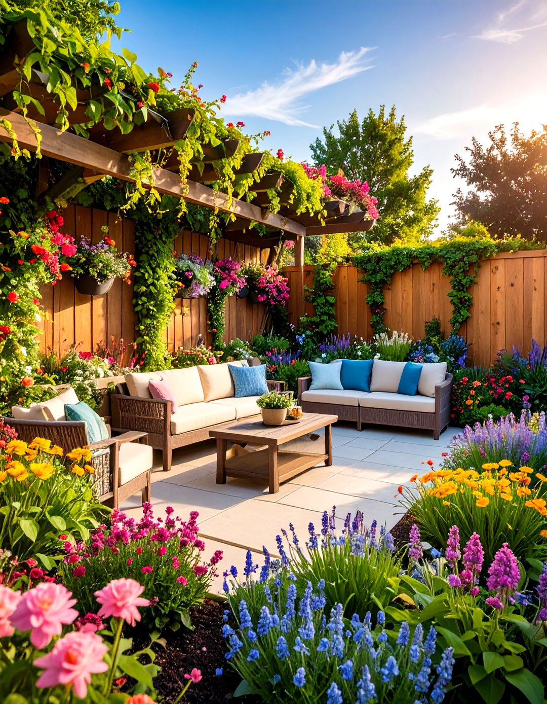 Lush Green Retaining Walls - 20 Sunken Patio Ideas