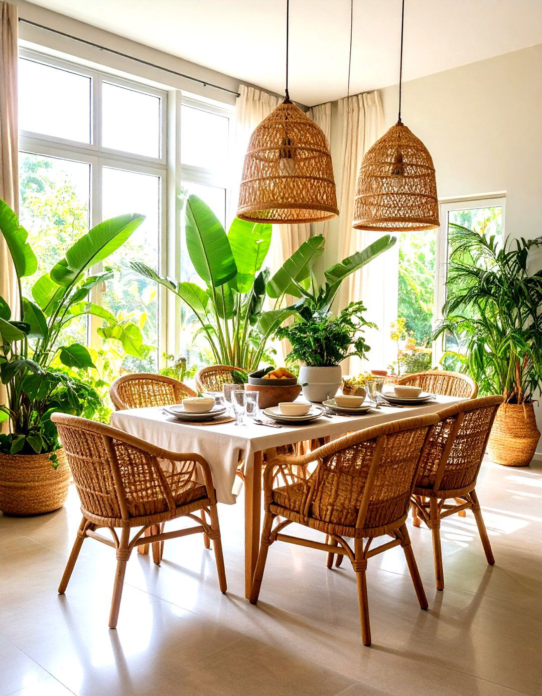 Lush Greenery for Vacation Ready Vibes - 20 Boho Dining Room Ideas