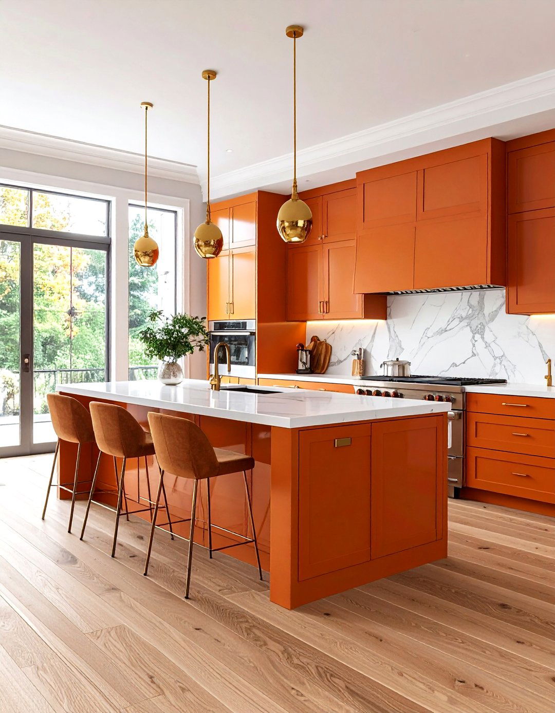 Luxe Burnt Orange Marble Kitchen - 20 Burnt Orange Kitchen Ideas
