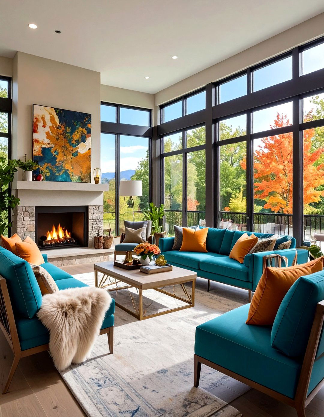 Luxe Lounge With Fireplace - 20 Sunroom Ideas