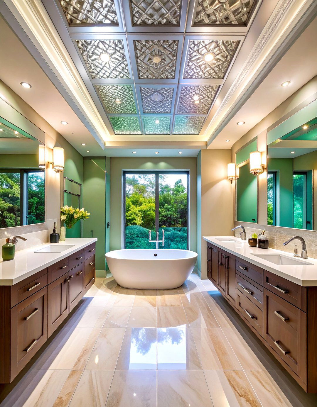 Luxe Metal Tile Bathroom Ceiling - 20 Bathroom Ceiling Ideas