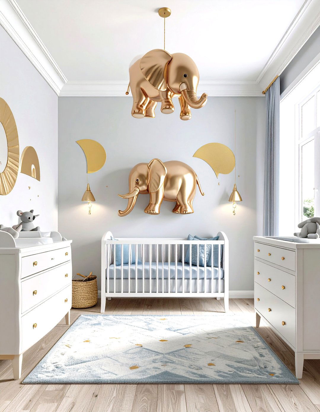 Luxe Metallic Accents Elephant Nursery - 20 Elephant Nursery Ideas
