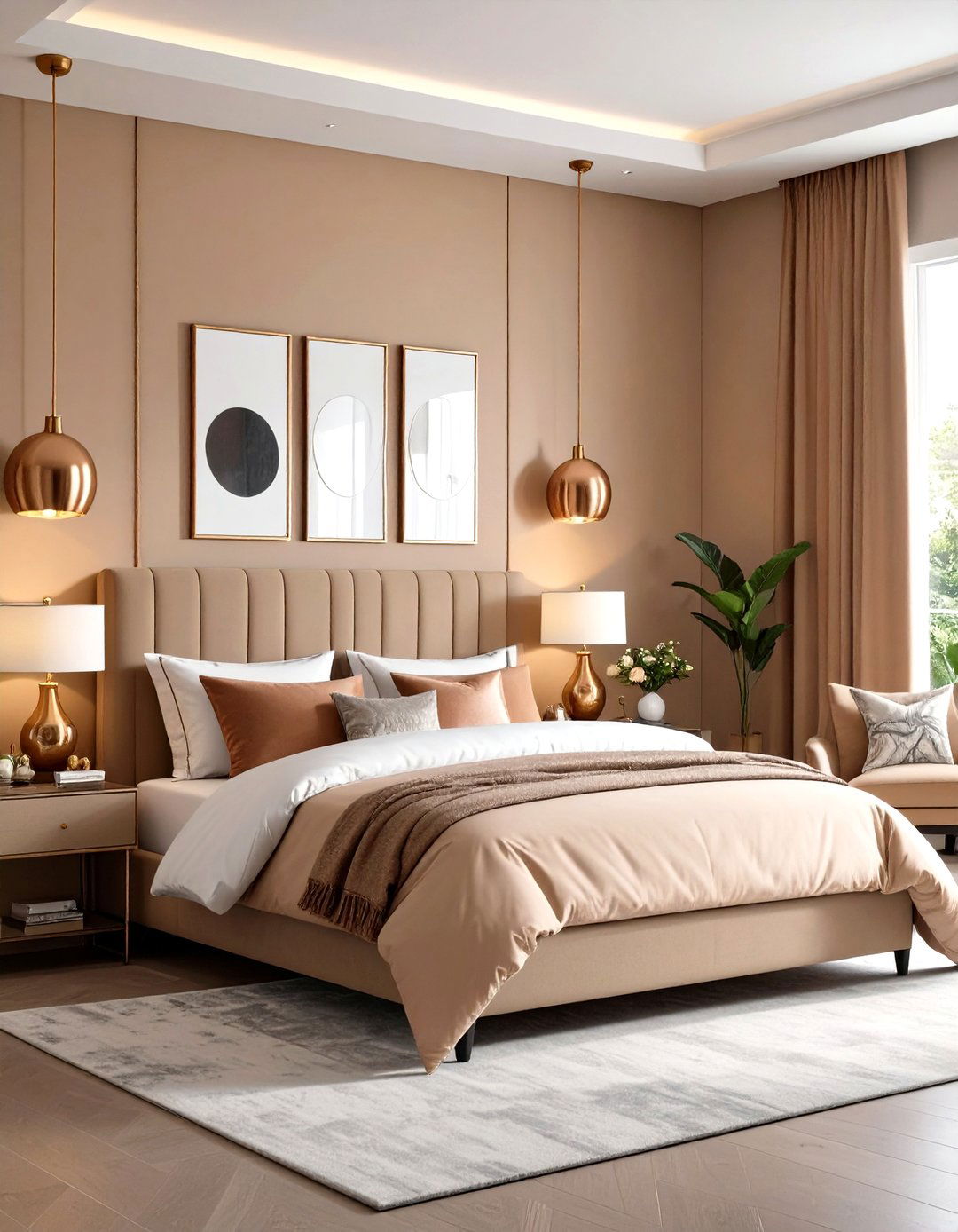 Luxe Metallic Accents - 20 Tan Bedroom Ideas