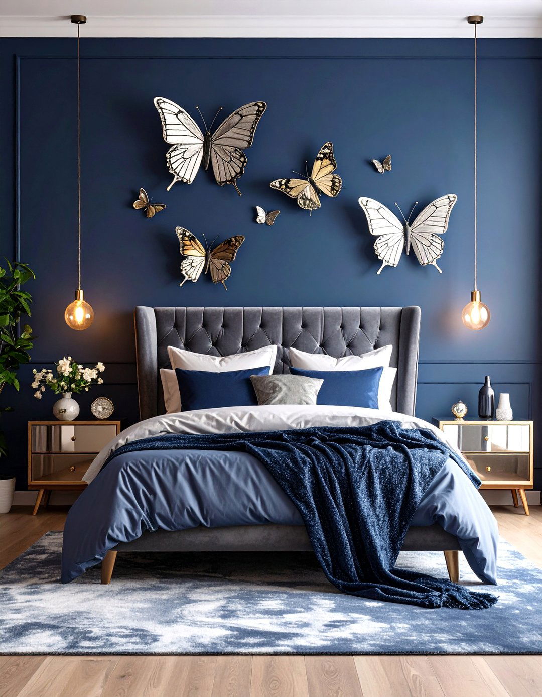Luxe Metallic Butterfly Master Bedroom - 20 Butterfly-themed Room Ideas