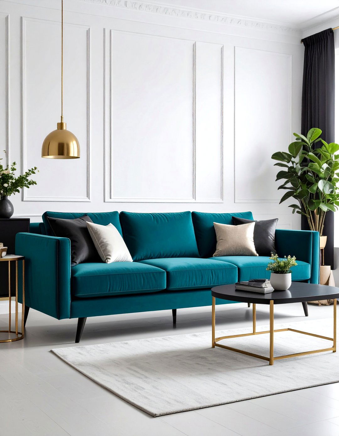 Luxe Velvet and Plush Fabrics - 20 Teal Couch Living Room Ideas