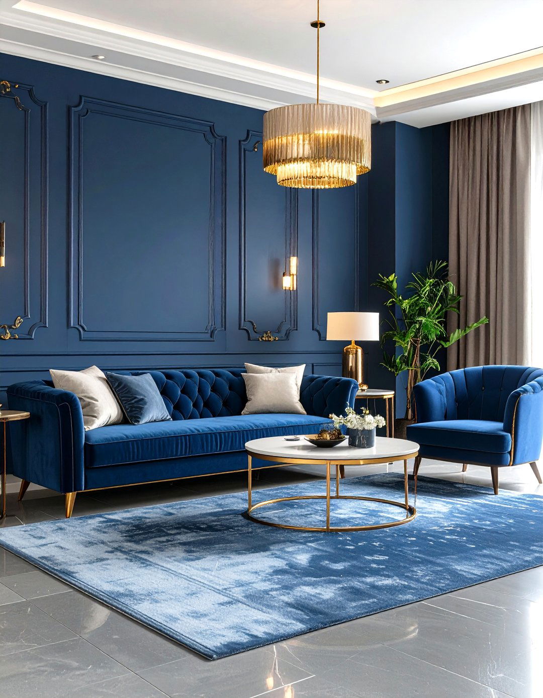 Luxurious Grey Floor Living Room with Blue Walls High End Materials - 20 grey floor living room with blue walls ideas
