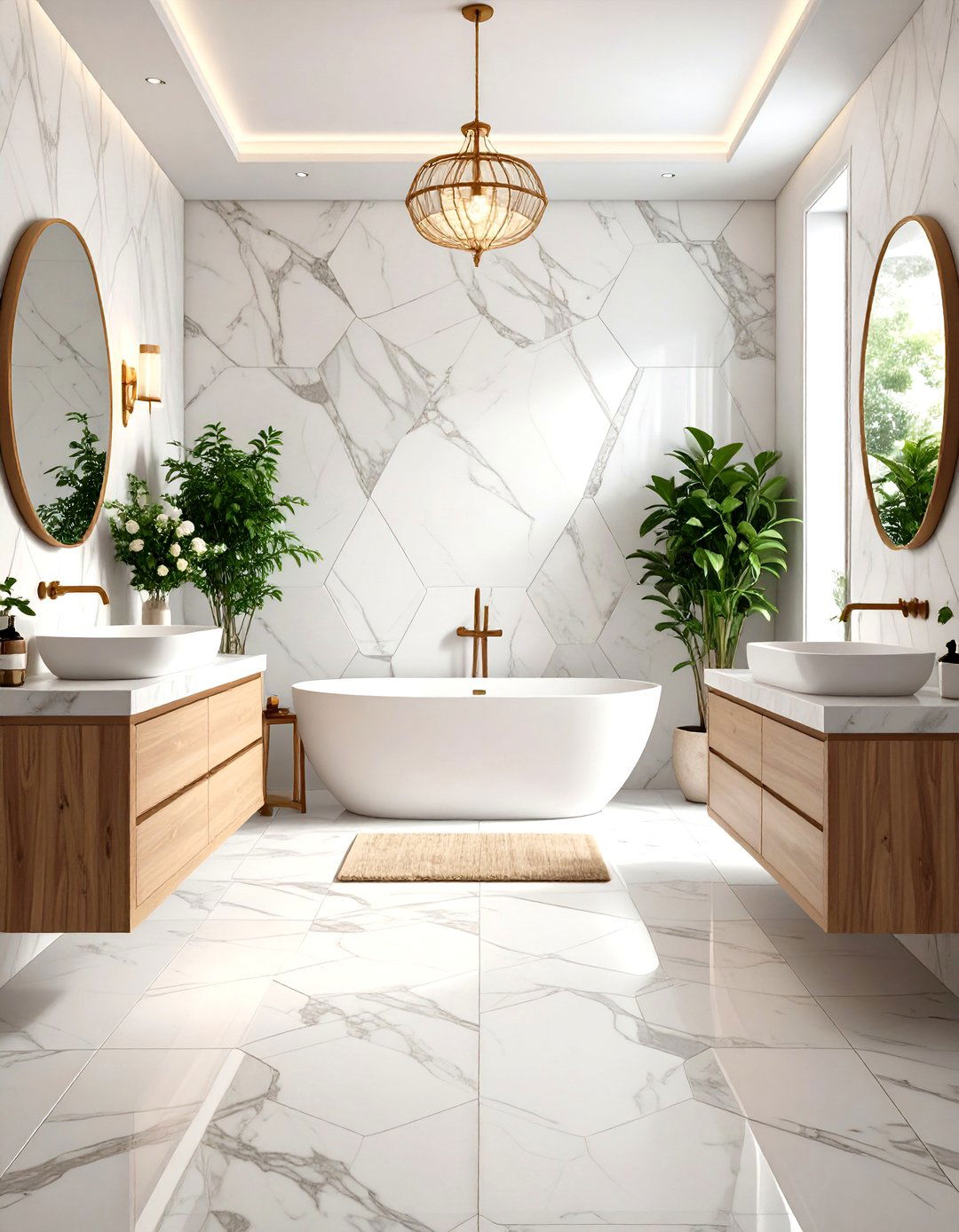 Luxurious Marble Hexagon Tiles - 20 Hexagon Tiles Ideas for Bathrooms