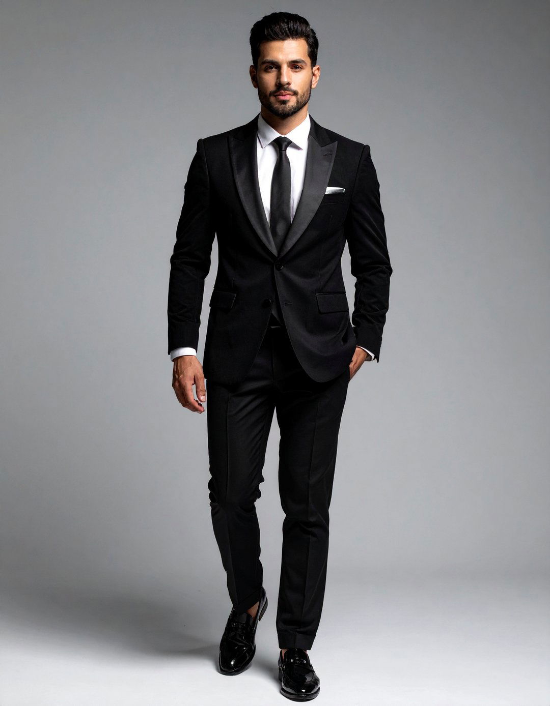 Luxurious Velvet Tuxedo for Black Themed Wedding Grooms - 20 Black-Themed Wedding Ideas