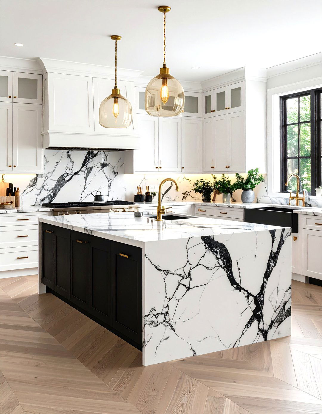 Luxurious White Cabinet Kitchen Backsplash Dark Marble Veining - 20 White Cabinet Kitchen Backsplash Ideas
