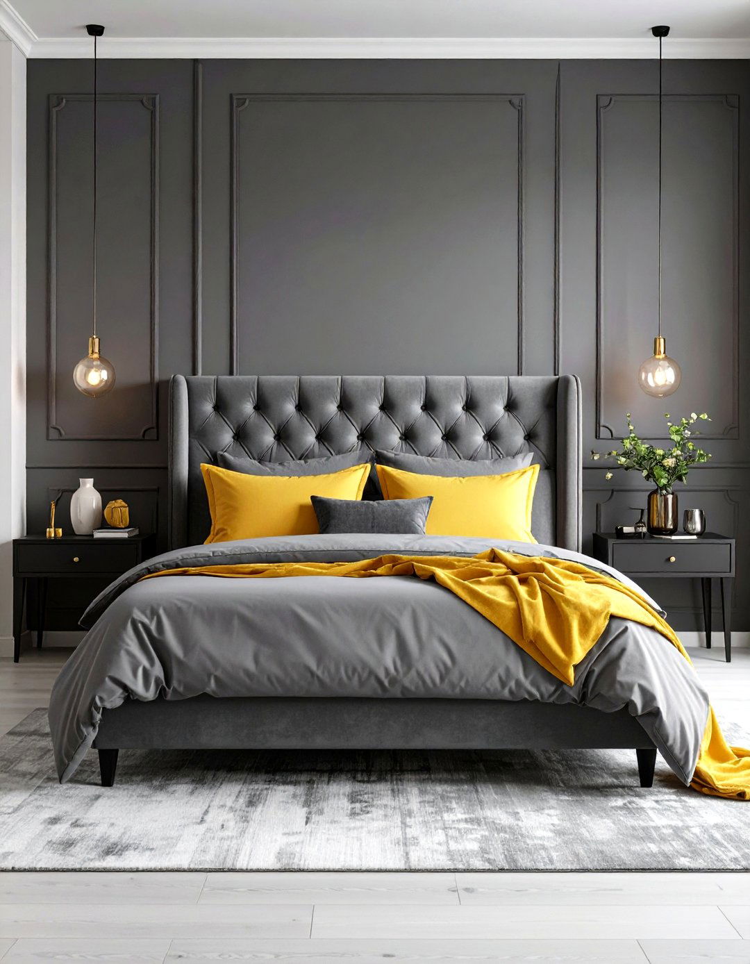 Luxurious Yellow and Grey Bedroom Suite Design - 20 Yellow and Grey Bedroom Ideas