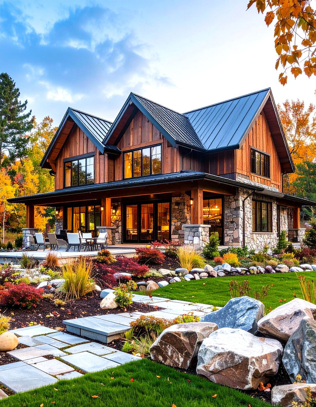 Luxury Barndominium Exterior with High End Materials - 20 Pole Barn and Barndominium House Exteriors