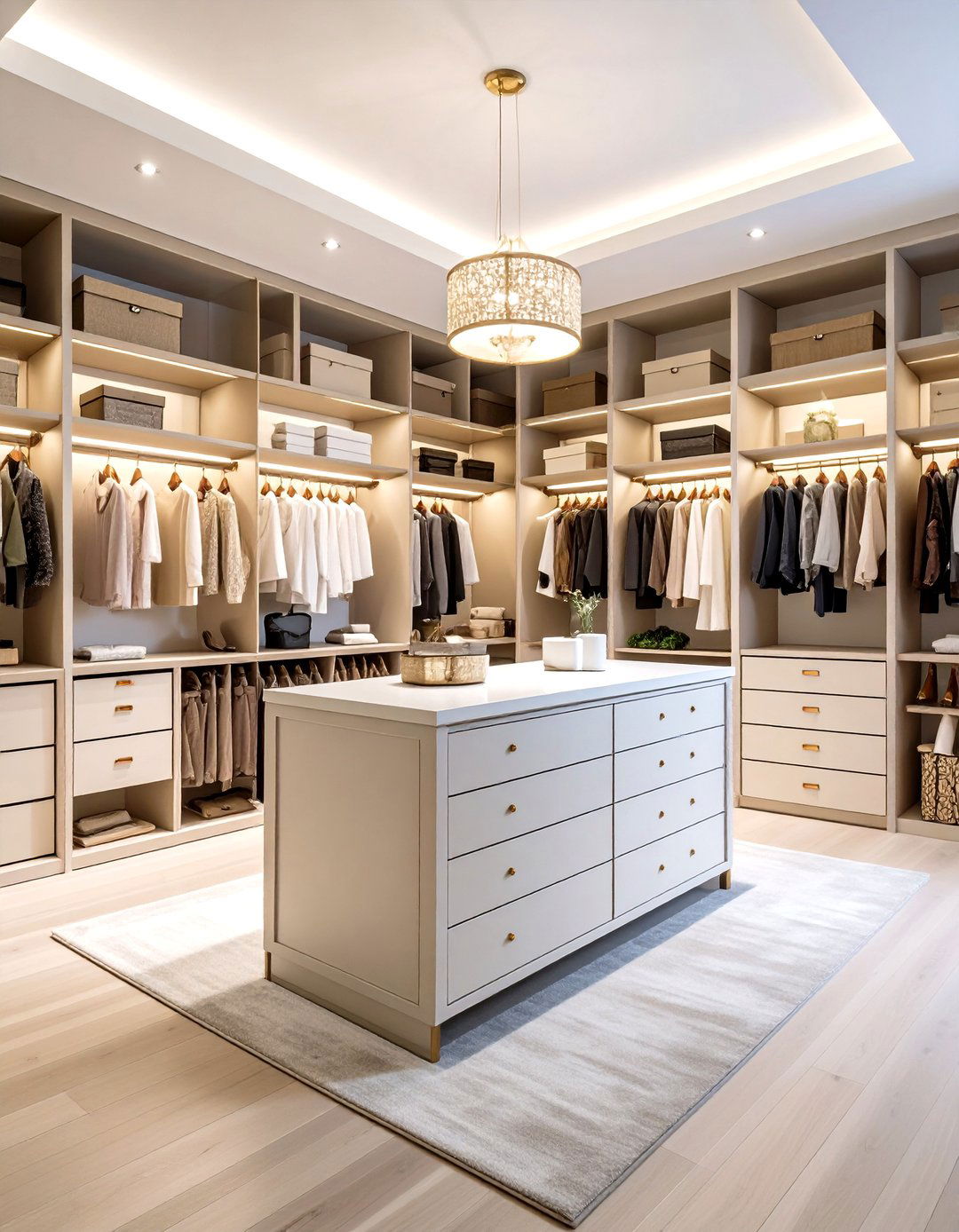 Luxury Closet Shelving with Island - 20 Closet Shelving Ideas