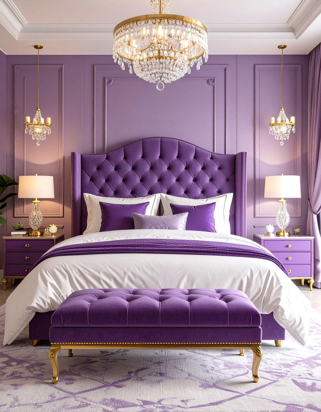 Luxury Hotel Purple Bedroom Sophistication - 20 Purple Bedroom Ideas
