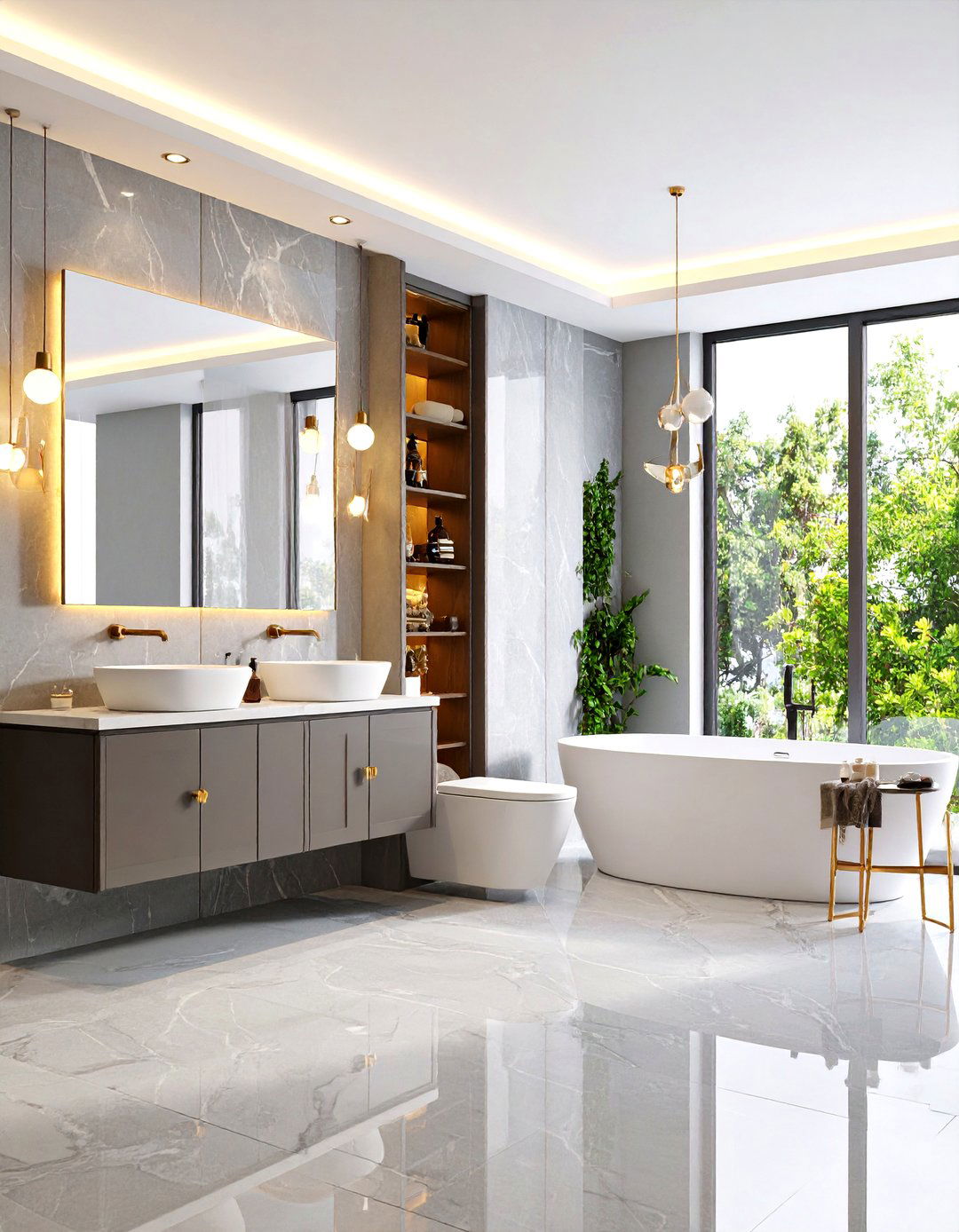 Luxury Hotel Style Grey Bathroom Retreat - 20 Grey Bathroom Ideas