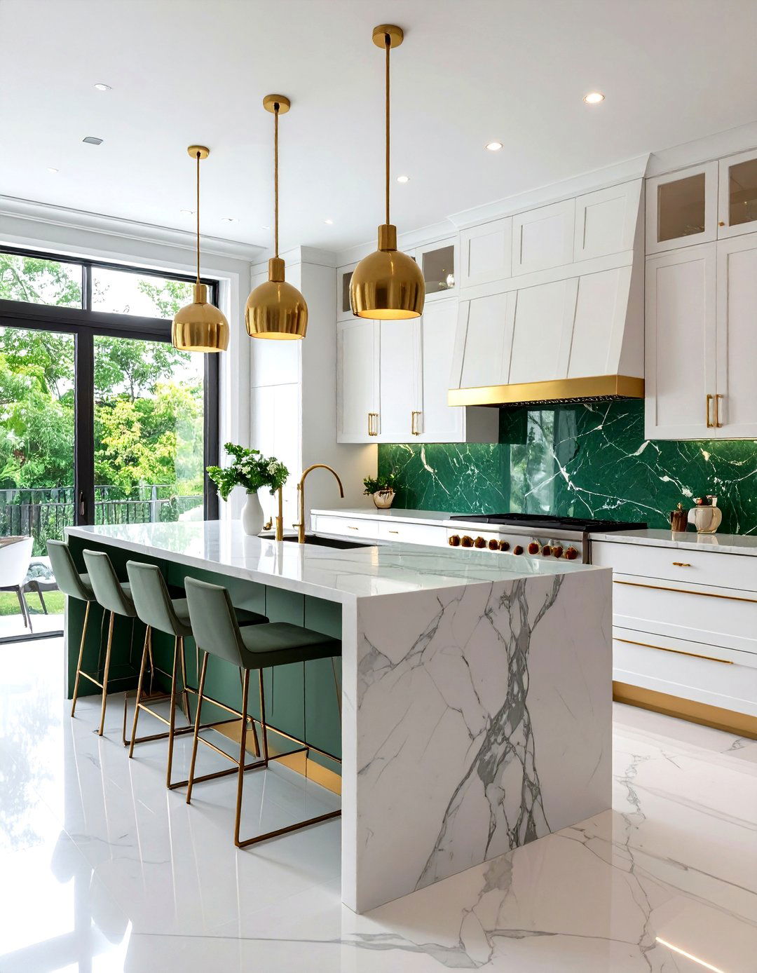 Luxury Kitchen With Green Backsplash Marble Slab Design - 20 Kitchen With Green Backsplash Ideas