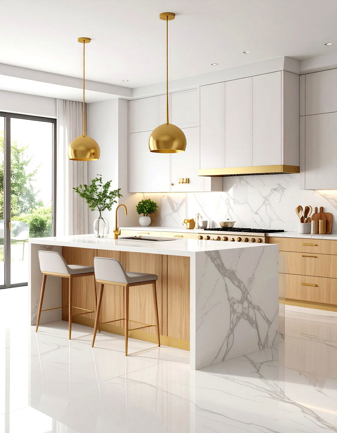 Luxury Kitchen with Fluted Stone Elegance - 20 Luxury Kitchen Ideas