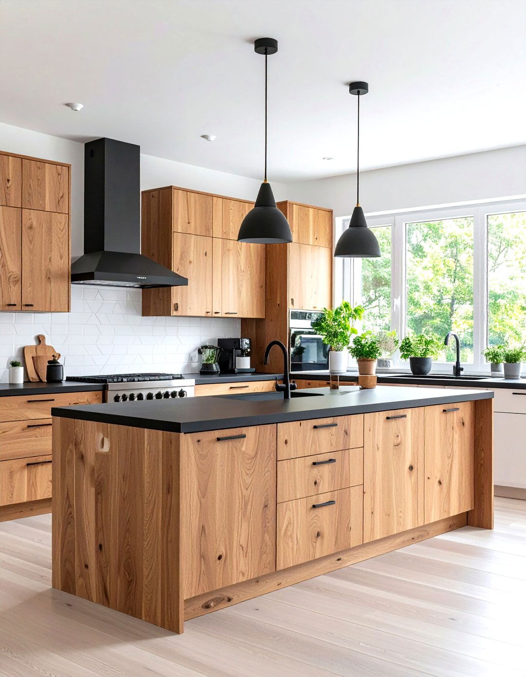 Luxury Kitchen with Rich Mahogany Cabinets and Black Marble with Gold Veining - 20 kitchen with brown cabinets and black countertops ideas