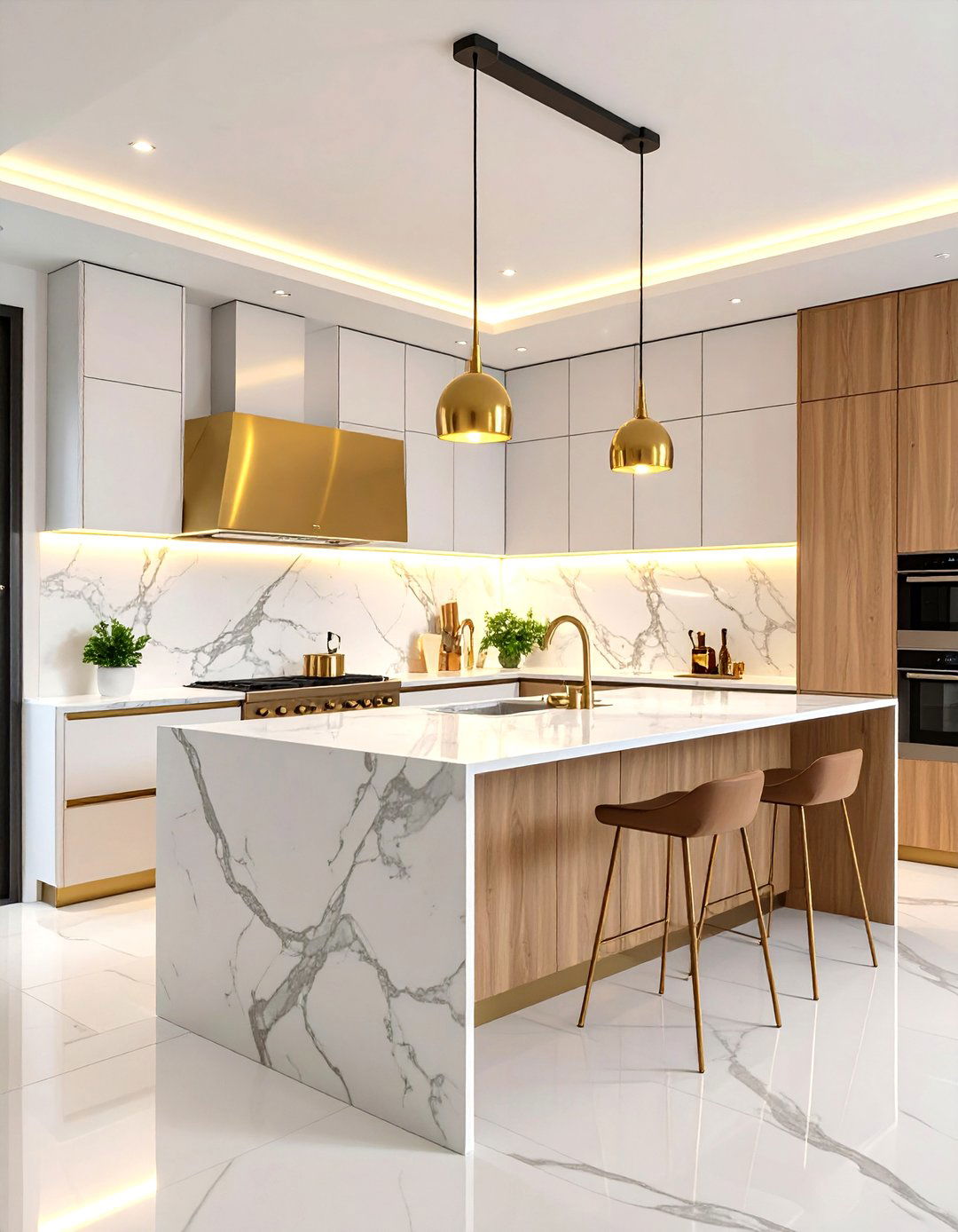 Luxury Kitchen with Statement Stone Backsplash - 20 Luxury Kitchen Ideas