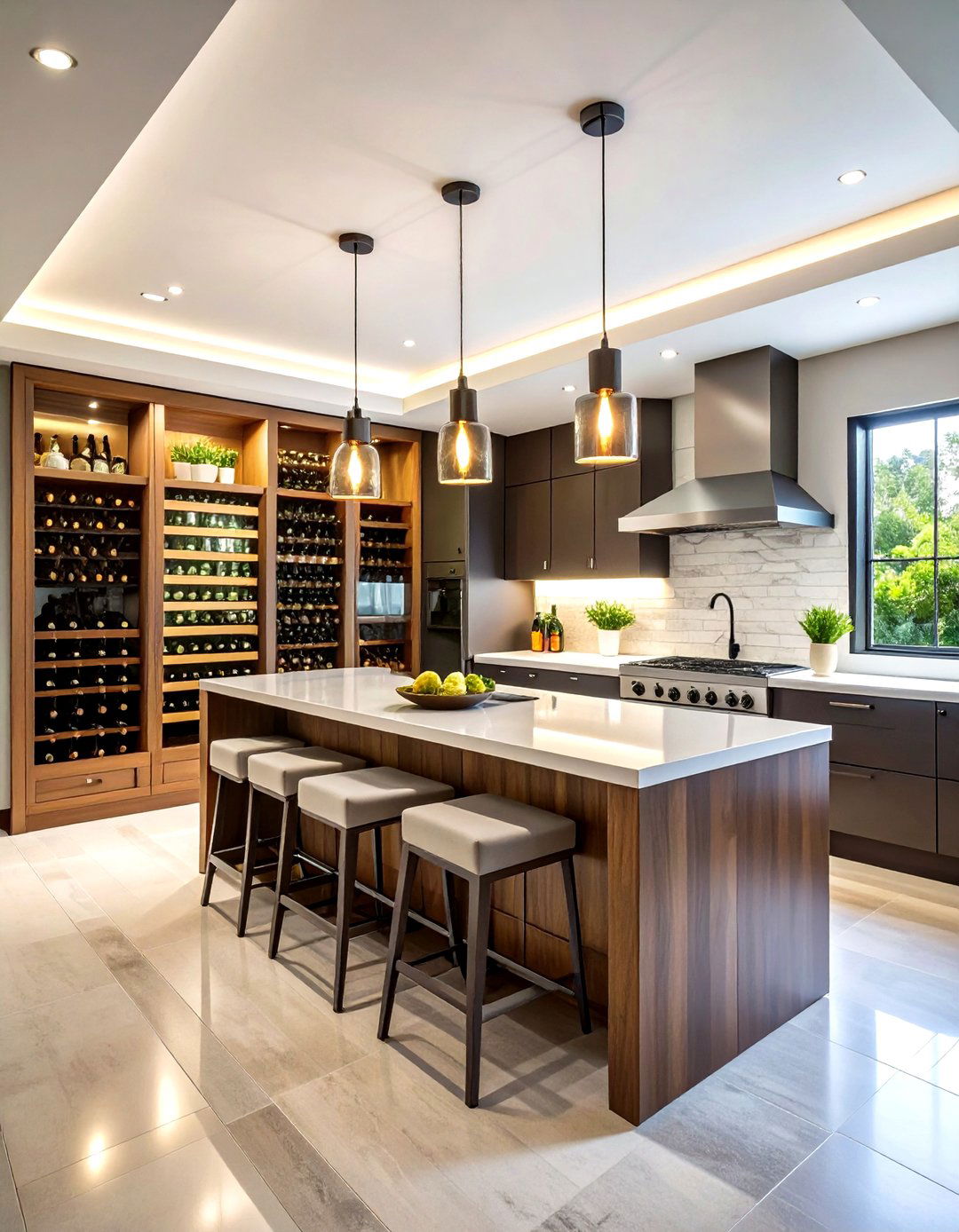 Luxury Kitchen with Wine Cellar Integration - 20 Luxury Kitchen Ideas