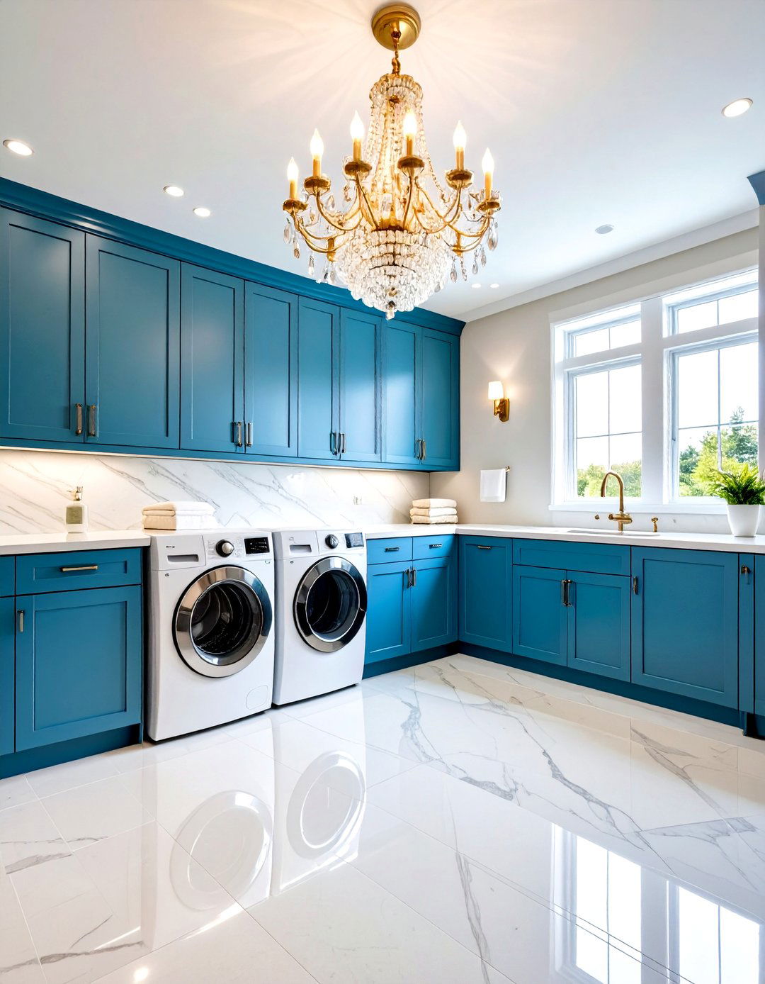 Luxury Laundry Room Lighting with Statement Chandeliers - 20 Laundry Room Lighting Ideas