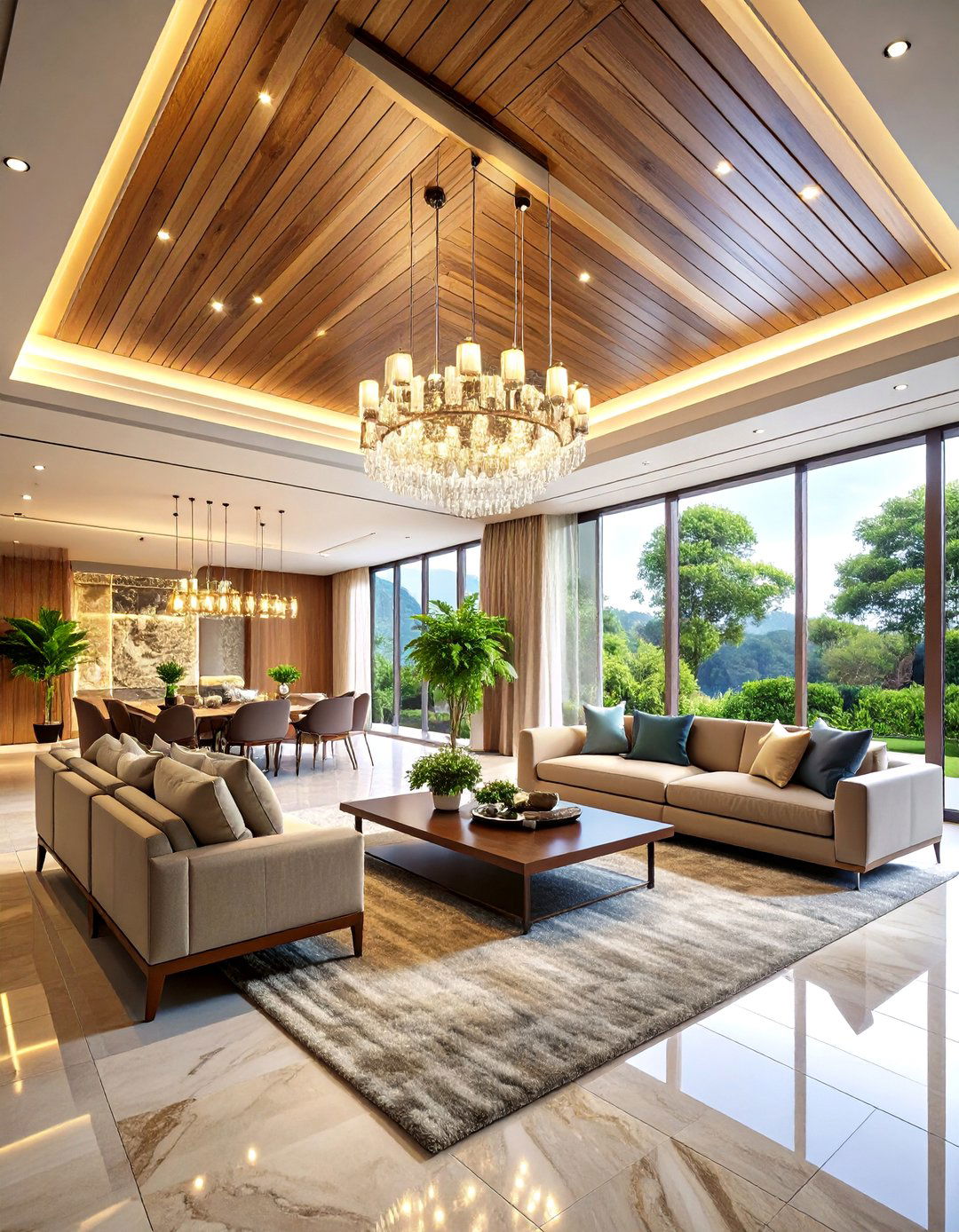Luxury Living Room False Ceiling with Premium Material Integration - 20 Living Room False Ceiling Design Ideas
