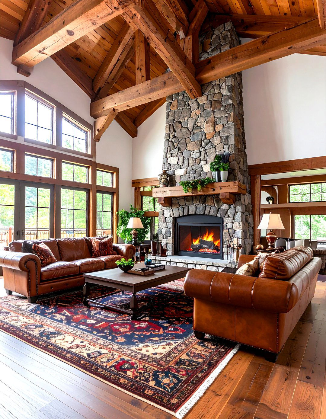 Luxury Lodge Rooms With Fireplaces With Vaulted Ceilings Featuring Hand Hewn Timber - 20 Rooms With Fireplaces With Vaulted Ceilings Features