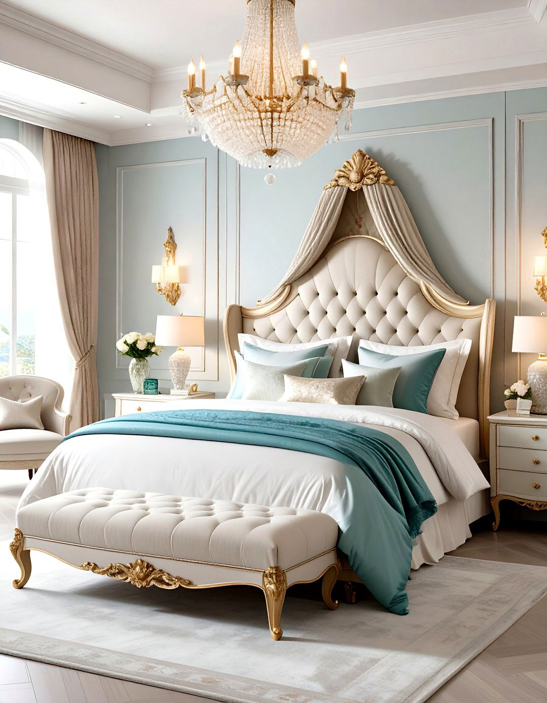 Luxury Mermaid Bedroom with Silk Fabrics and Custom Features - 20 Mermaid Bedroom Ideas