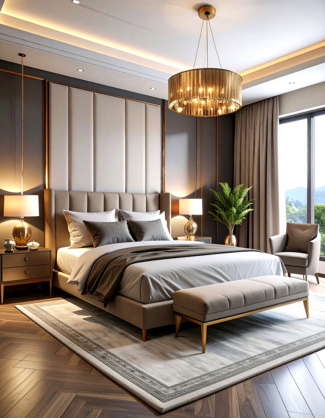 Luxury Modern Bedroom with Metallic Accent Sophistication - 20 luxury modern bedroom ideas