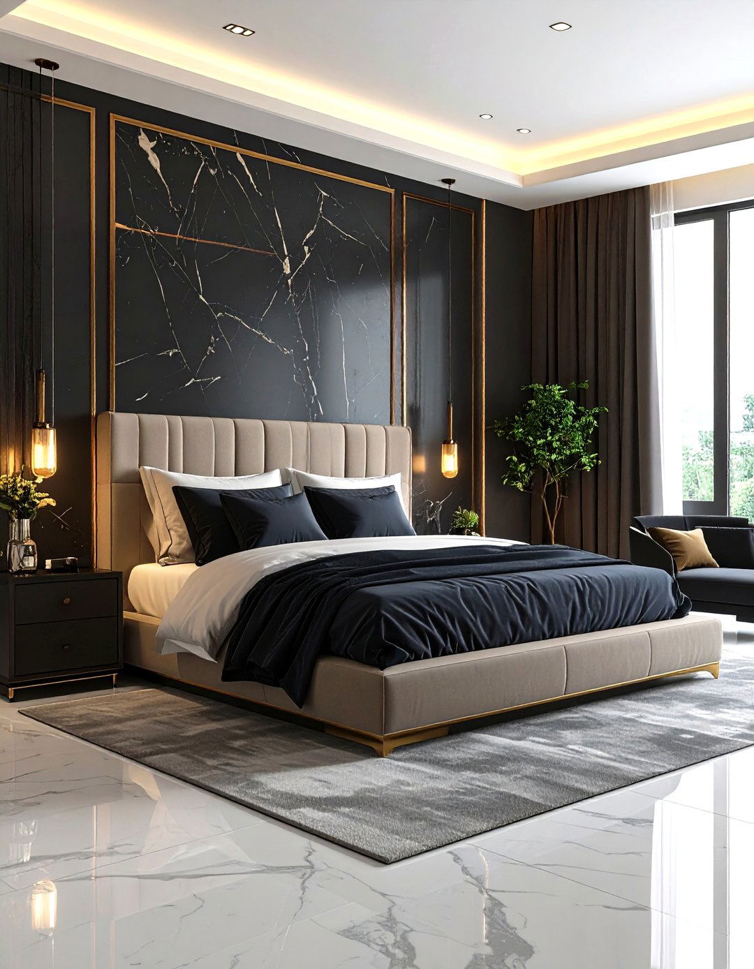 Luxury Modern Bedroom with Textural Fabric Layering - 20 luxury modern bedroom ideas