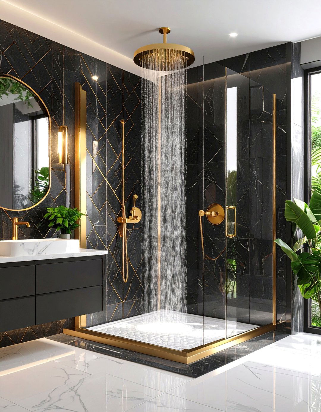 Luxury Shower with Art Deco Glamour Design - 20 Luxury Shower Ideas