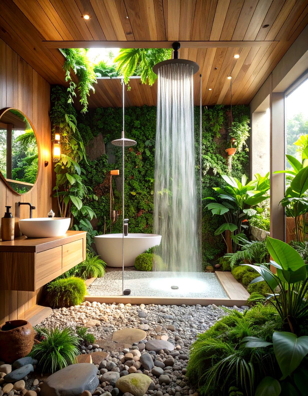 Luxury Shower with Biophilic Natural Elements Design - 20 Luxury Shower Ideas