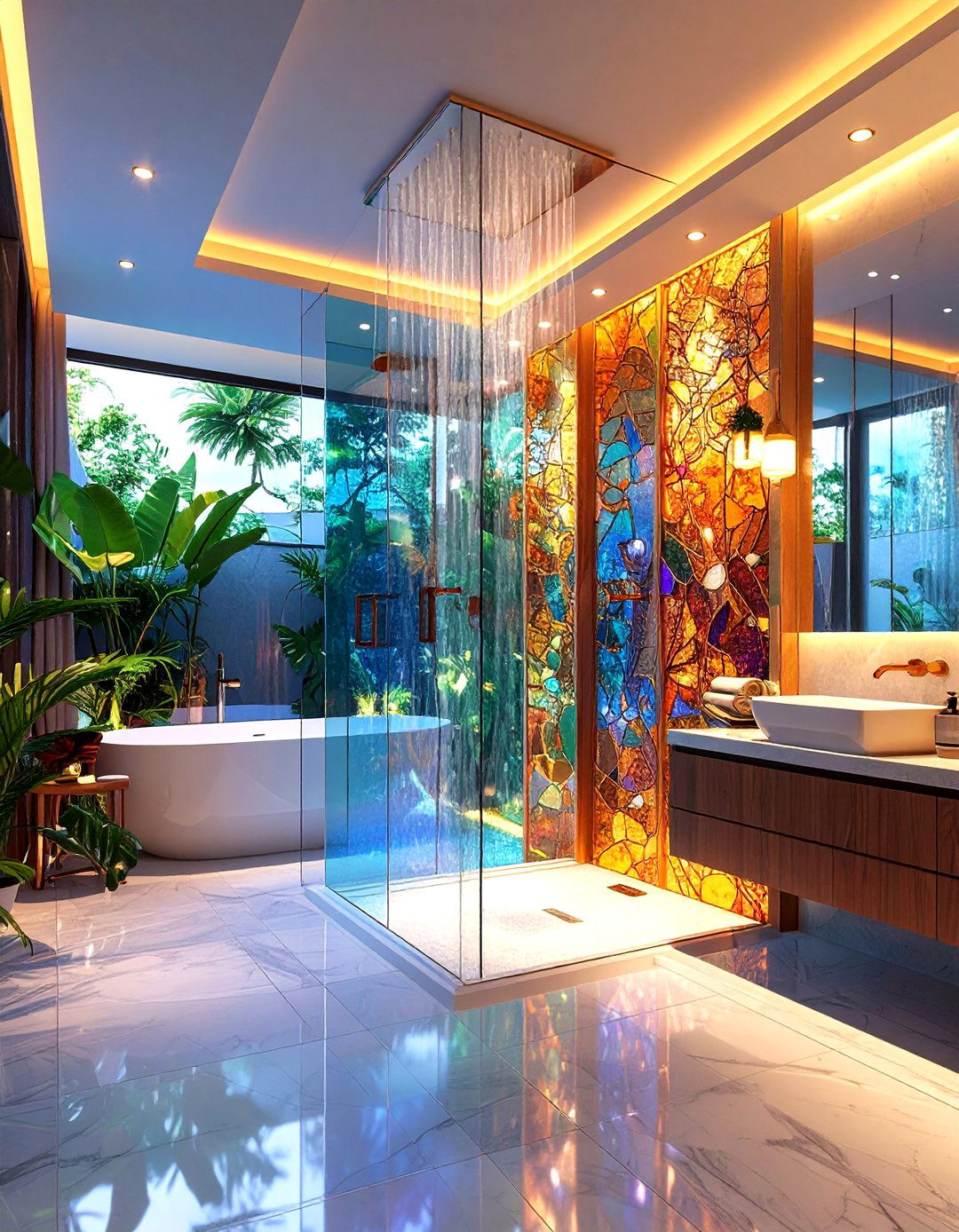 Luxury Shower with Custom Artistic Glass Design - 20 Luxury Shower Ideas