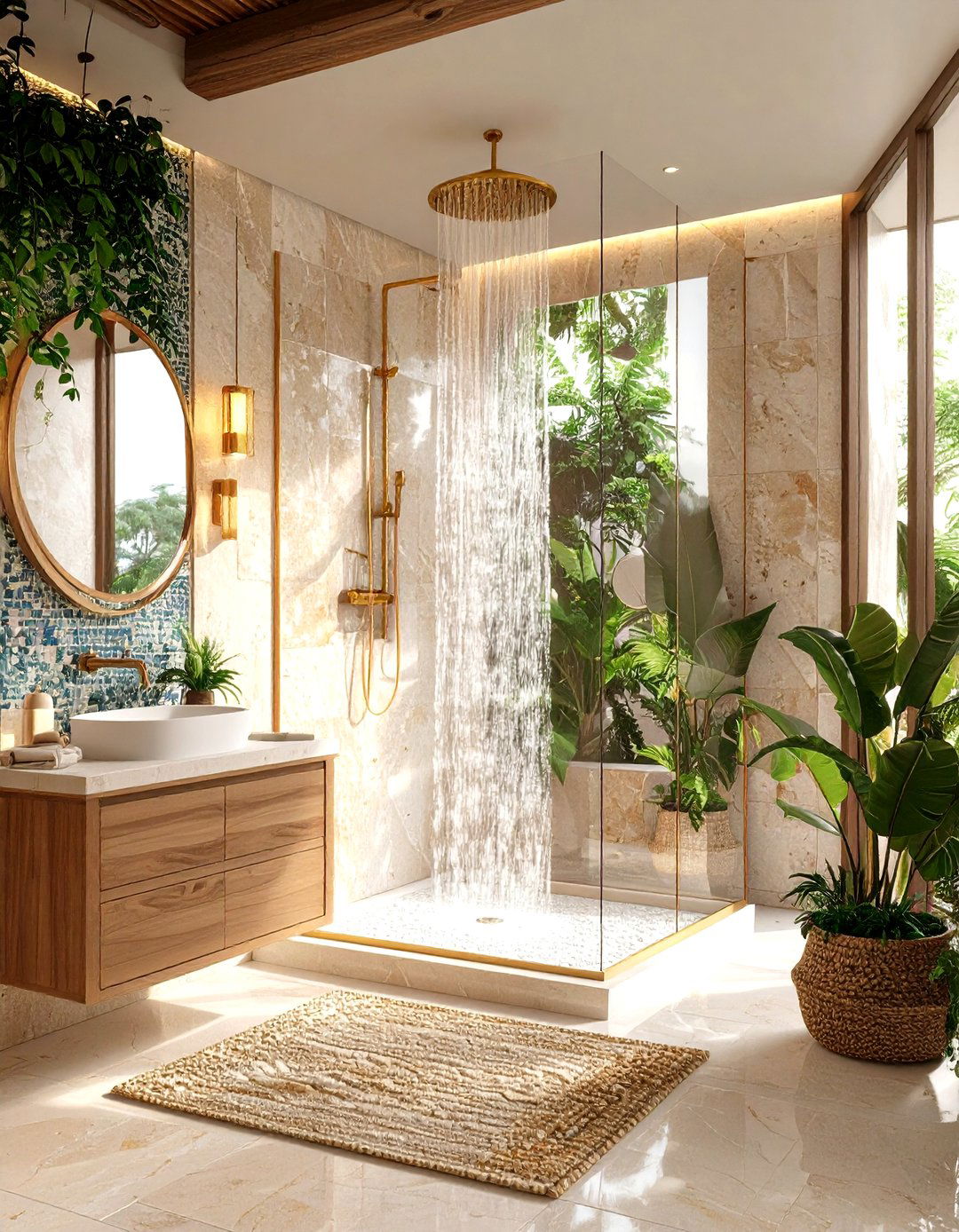 Luxury Shower with Mediterranean Coastal Retreat Design - 20 Luxury Shower Ideas