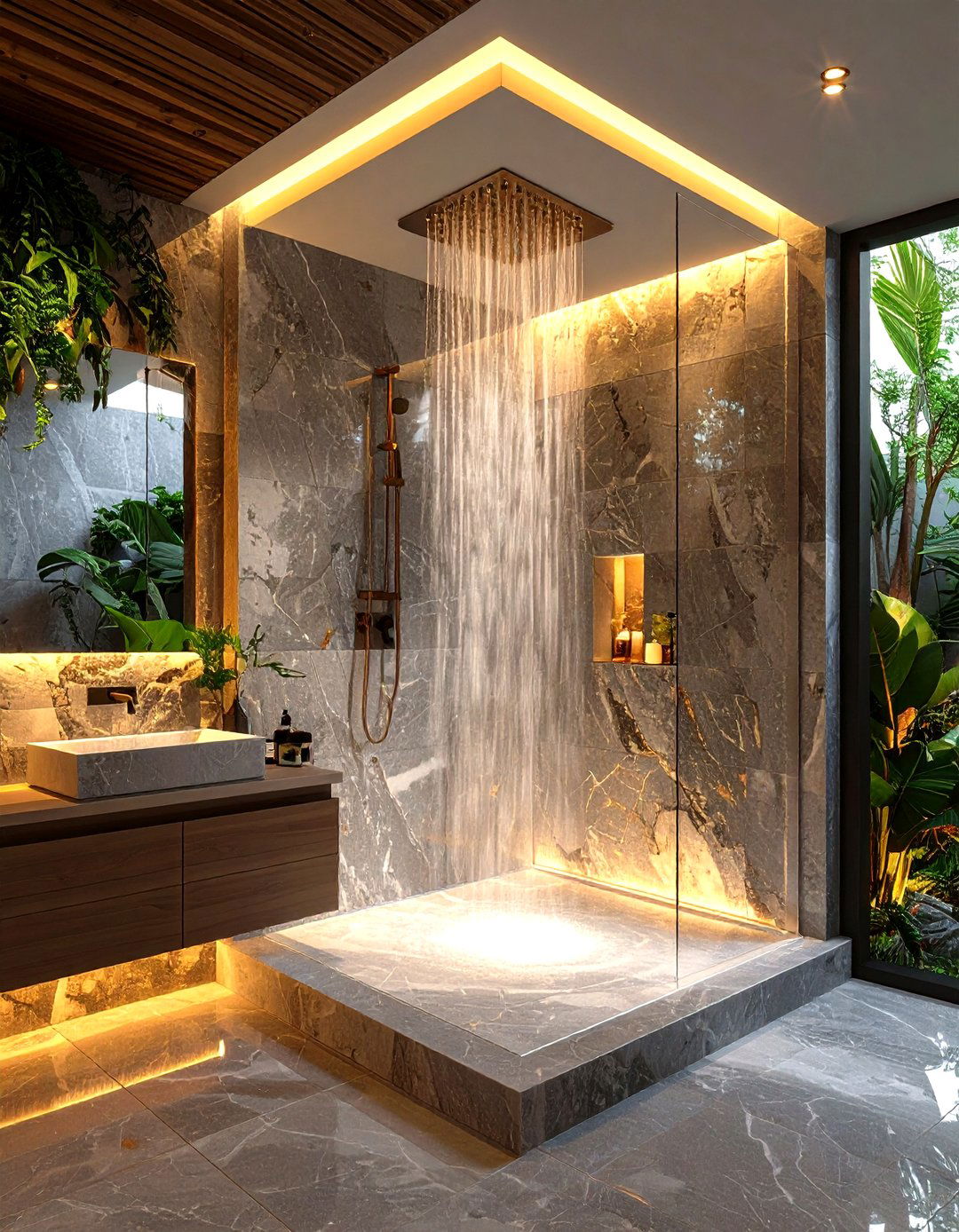 Luxury Shower with Quartzite Stone Fortress Design - 20 Luxury Shower Ideas