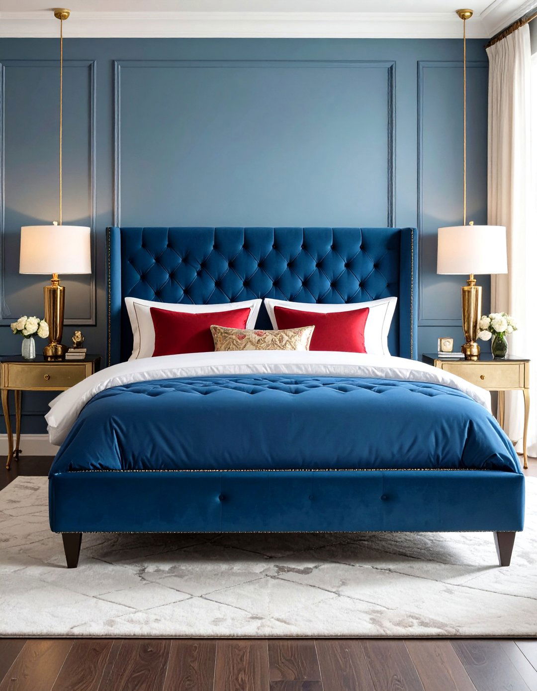 Luxury Tufted Velvet Bed Design with Button Back Detailing - 20 Unique Bed Design Ideas