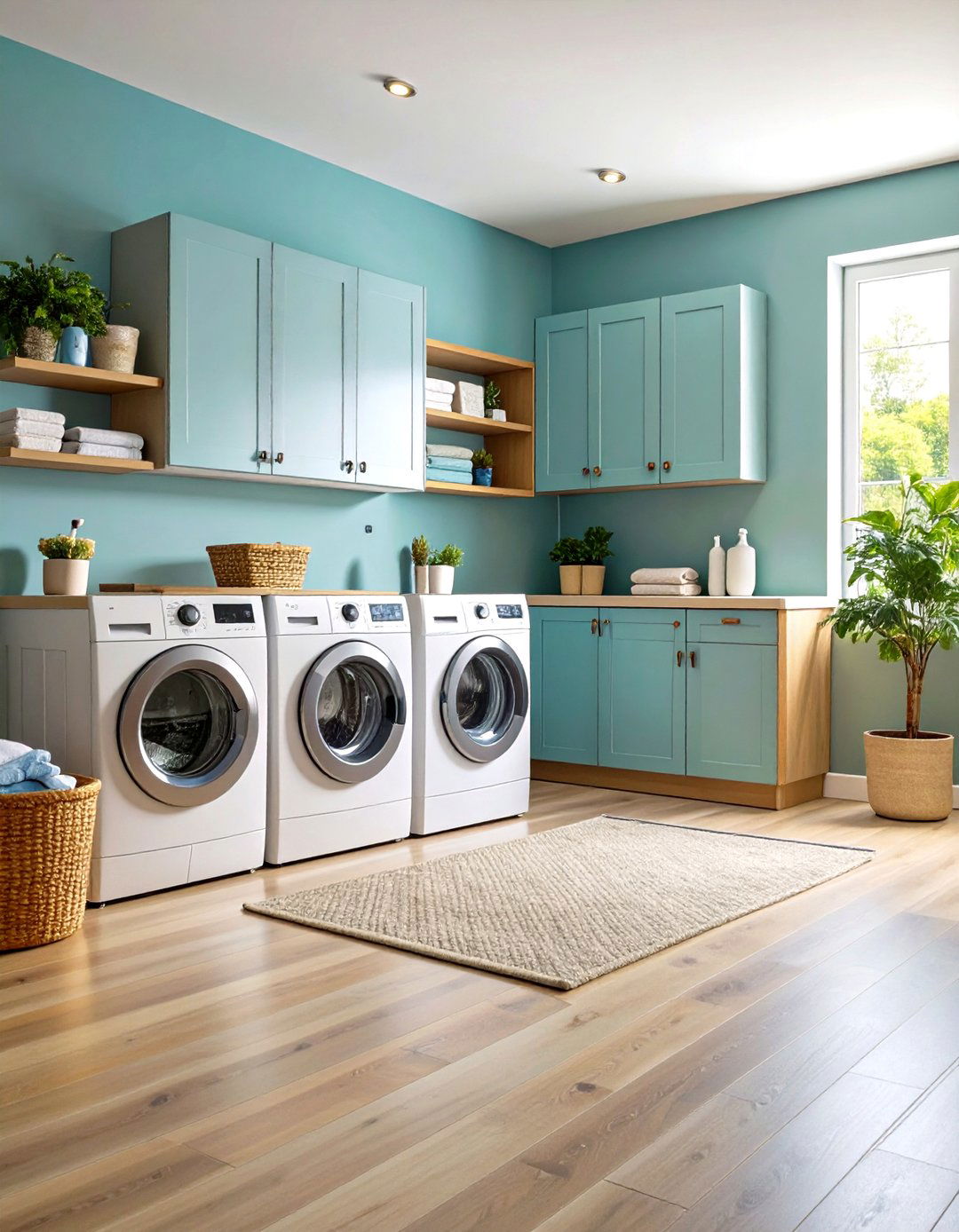 Luxury Vinyl Plank Laundry Room Floor with Wood Look Design - 20 Laundry Room Floor Ideas