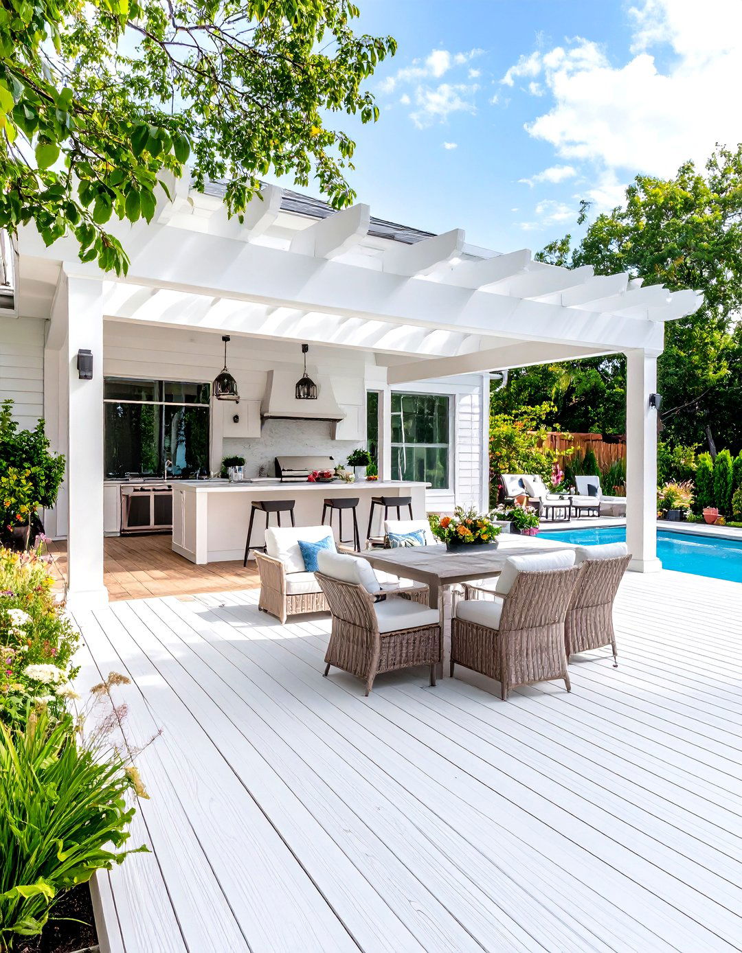 Luxury White Deck with Premium Materials and Resort Style Amenities - 20 White Deck Ideas
