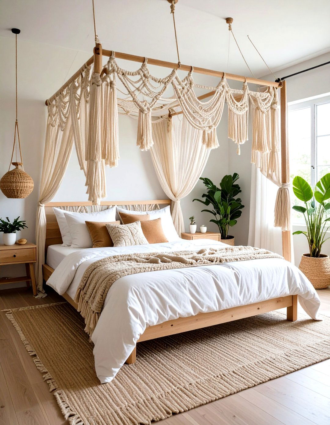 Macrame Canopy Creates a Dreamy Cocoon - 20 Green Boho Bedroom Ideas