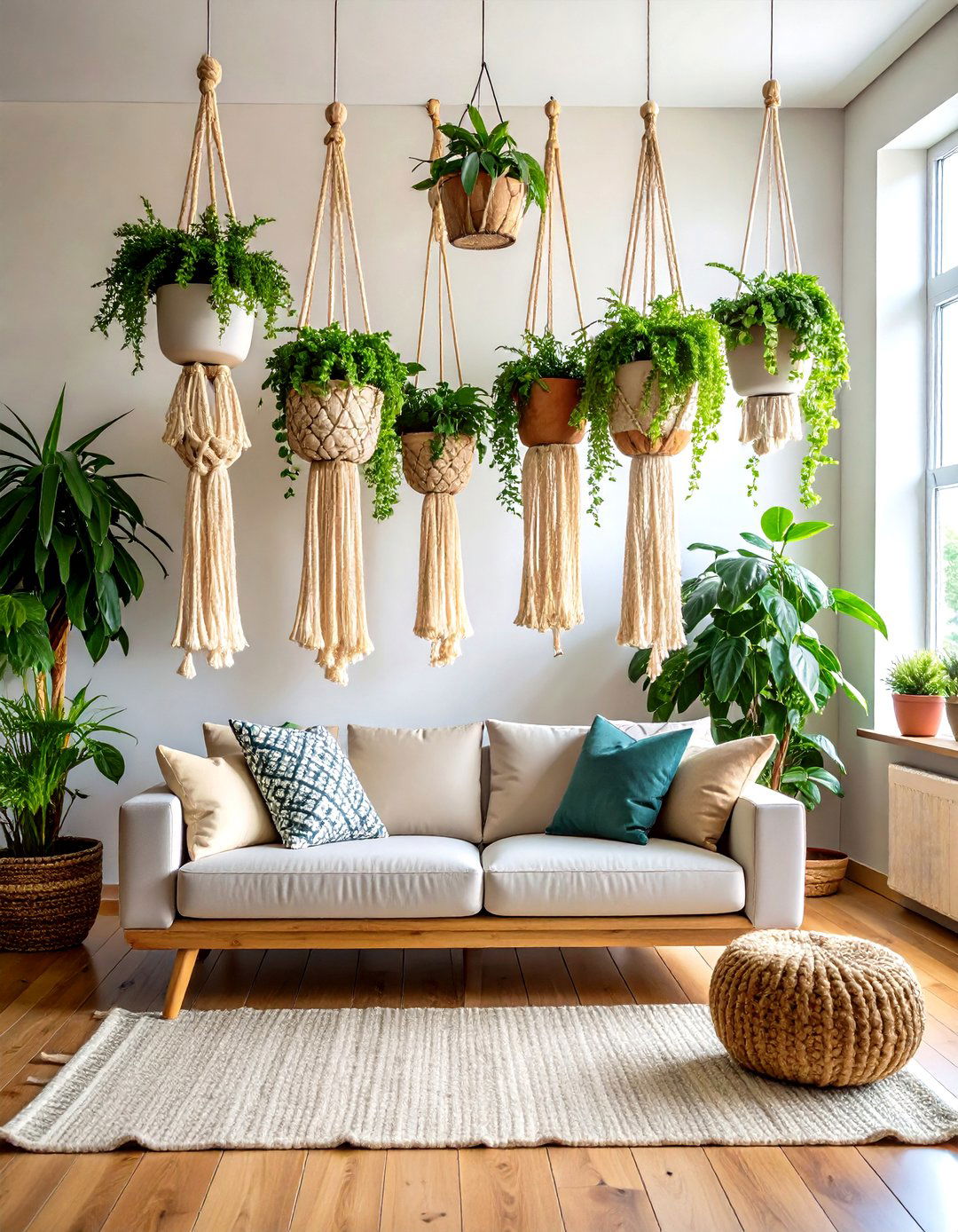 Macrame Hanging Indoor Plant Wall Design - 20 Indoor Plant Wall Ideas