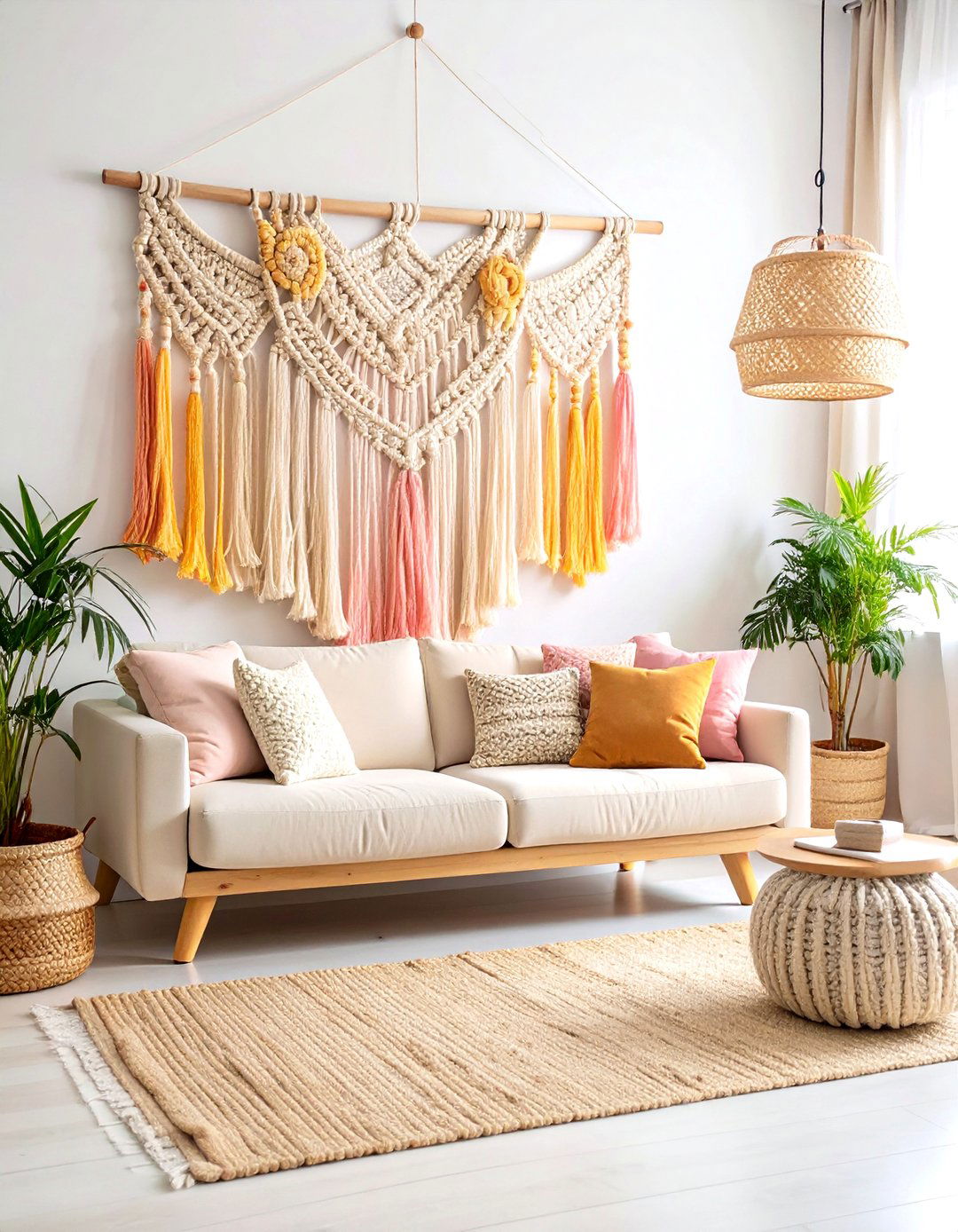 Macrame Rainbow Boho Decor Wall Hanging - 20 Colorful Boho Decor Ideas