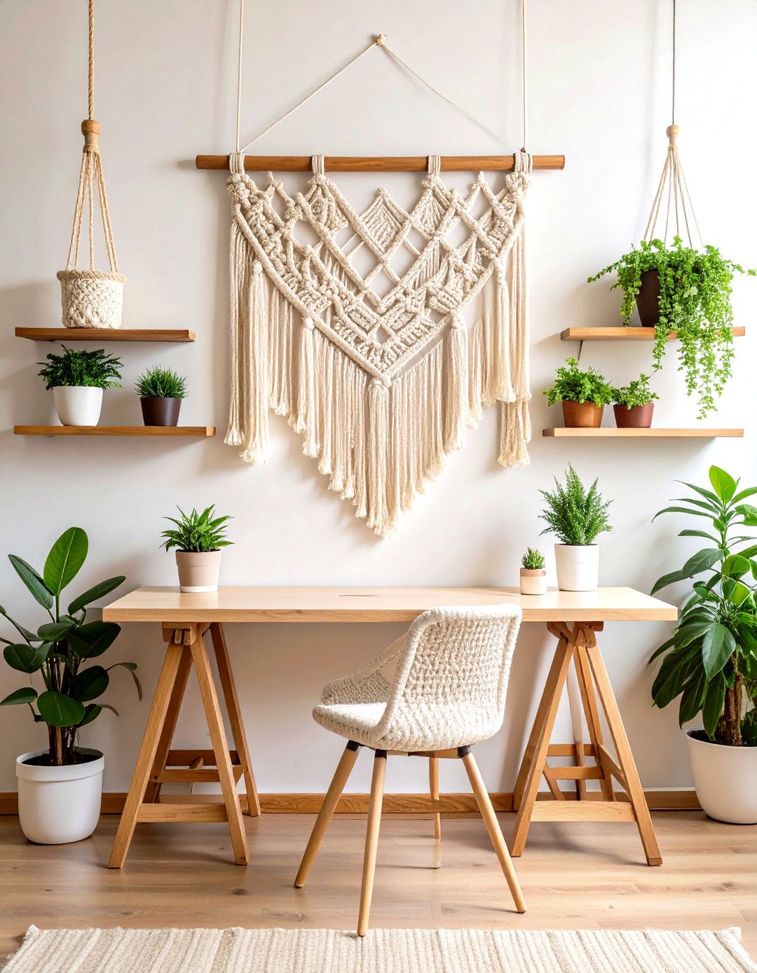 Macrame Wall Art to Enhance Your Bohemian Home Office - 20 Bohemian Home Office Ideas