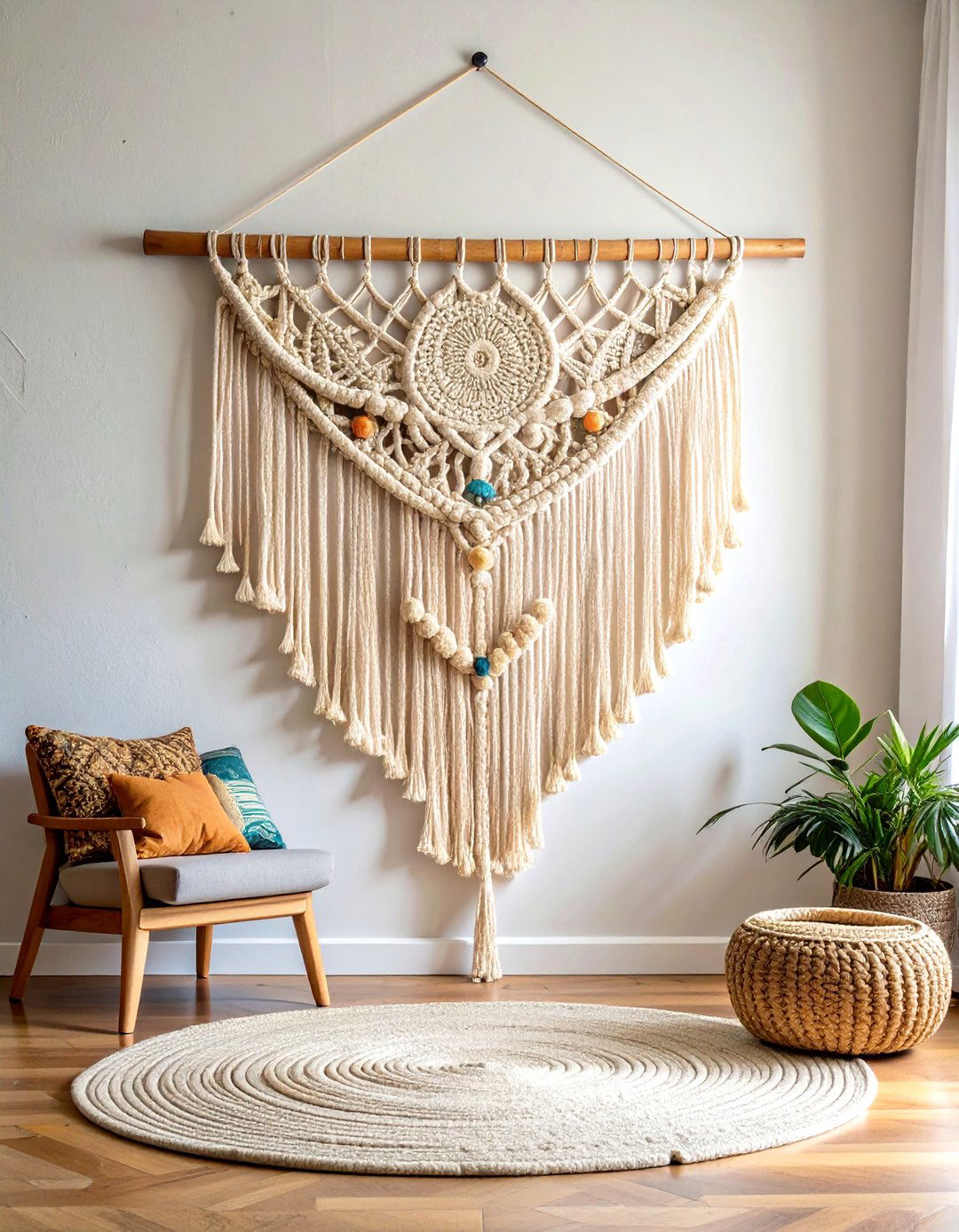Macrame Wall Hangings Bring Natural Texture - 20 70s Living Room Ideas