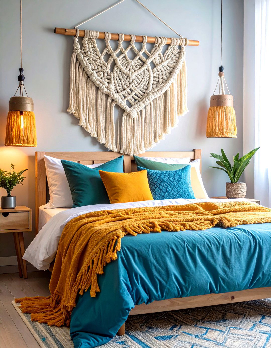 Macrame Wall Hangings Reframe the Bedroom - 20 Hipster Bedroom Ideas